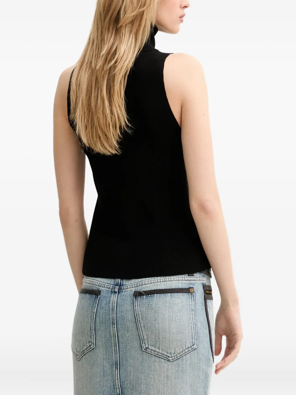 Miss Sixty Zip High-neck Knitted Top In Black