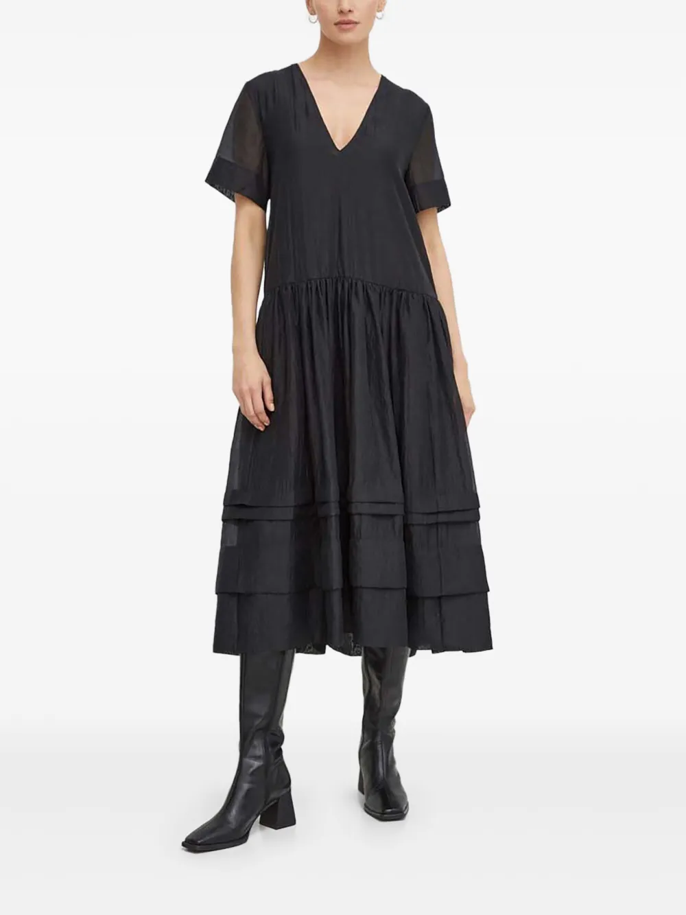 lovechild Abito midi Hounda con scollo a V - Nero