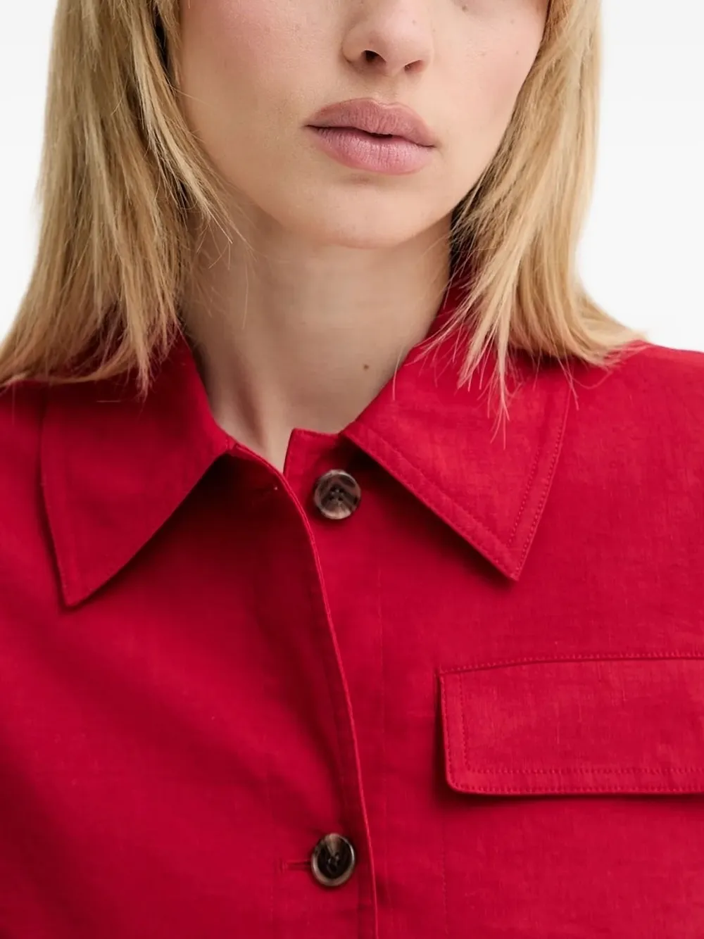 Theory button-fastening flap-pocket jacket Rood