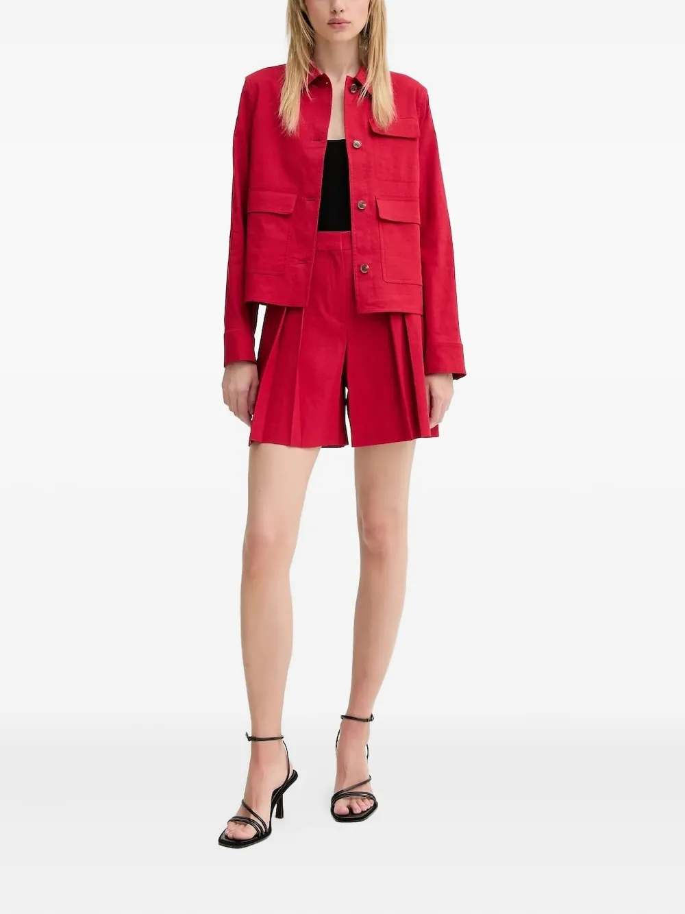 Theory button-fastening flap-pocket jacket Rood