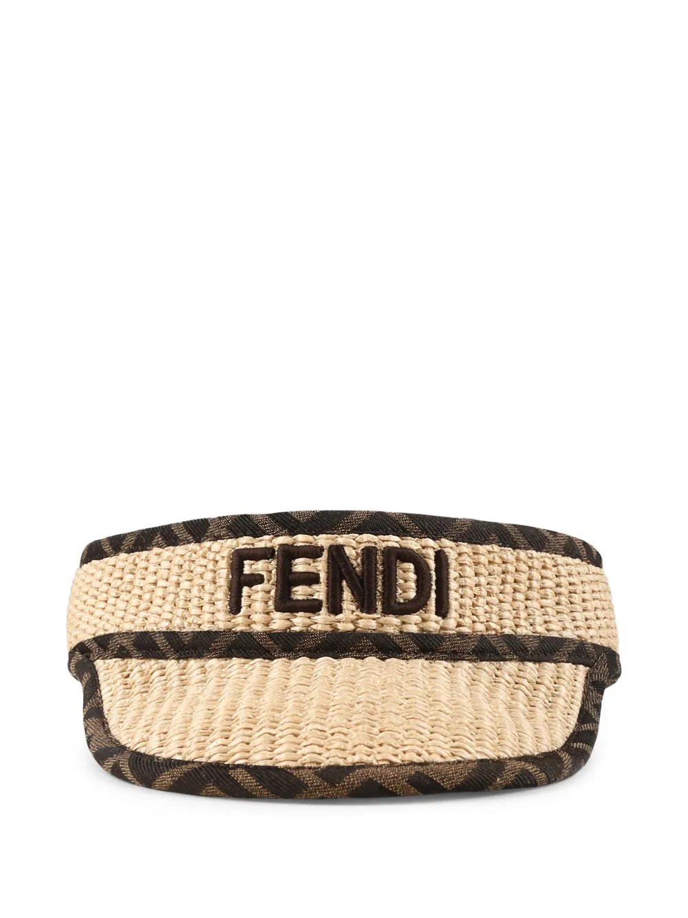 Fendi Kids Rieten zonneklep met FF-logo Beige