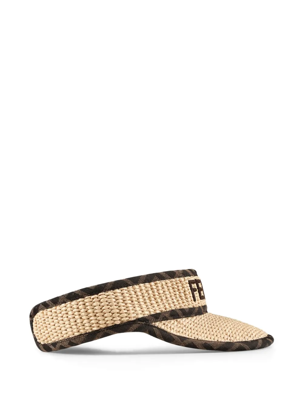 Fendi Kids FF-logo straw visor hat - Beige