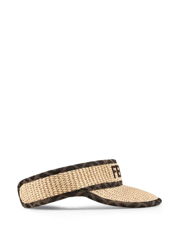 Fendi Kids FF-logo Straw Visor Hat | Neutrals | FARFETCH IL display picture 1