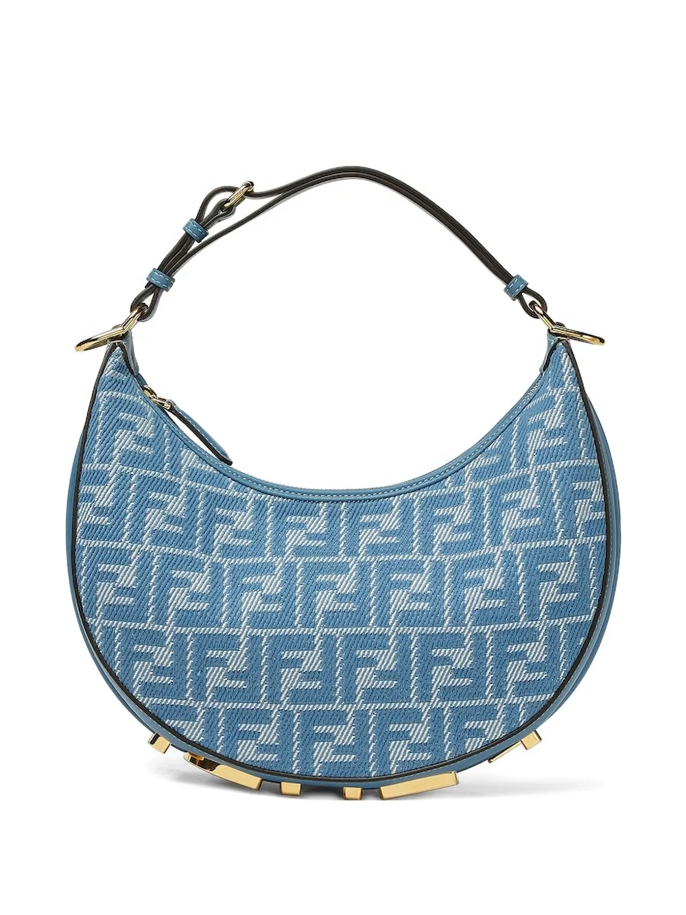 FENDI logo crescent shoulder bag Blauw
