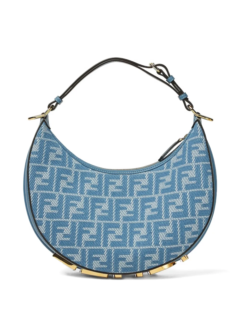 FENDI logo crescent shoulder bag - Blauw