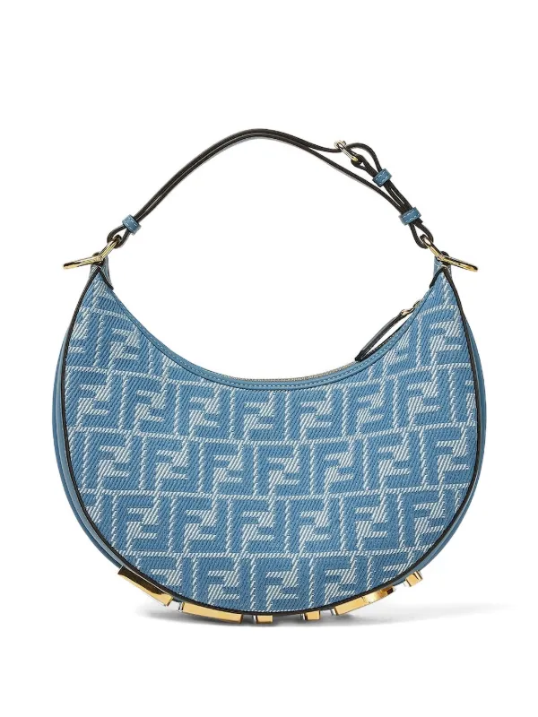 FENDI Fendi Logo Crescent Shoulder Bag | Blue | FARFETCH