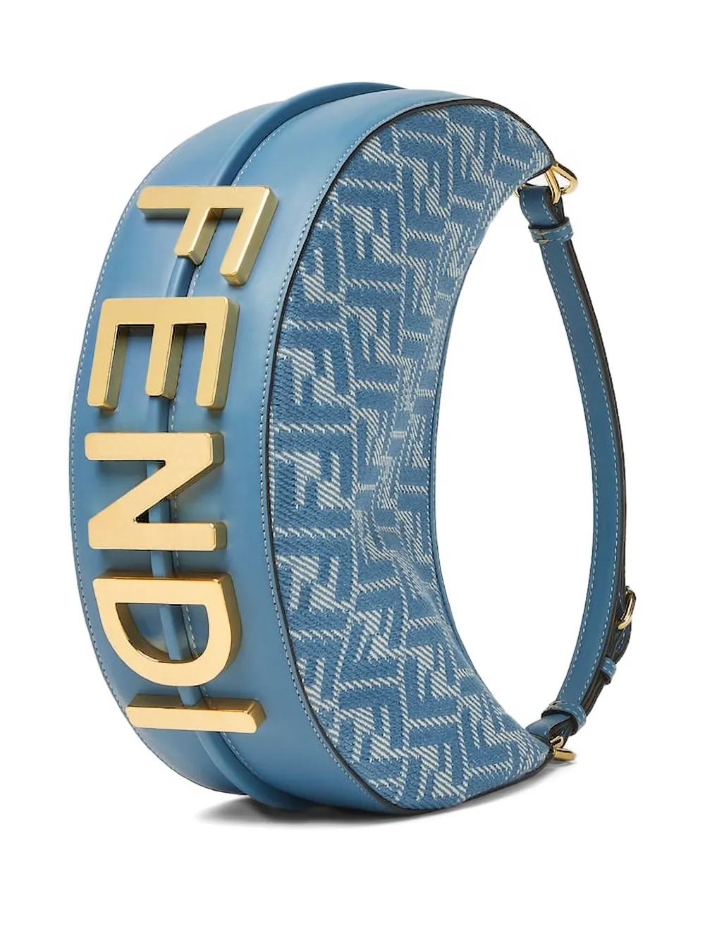 FENDI logo crescent shoulder bag Blauw