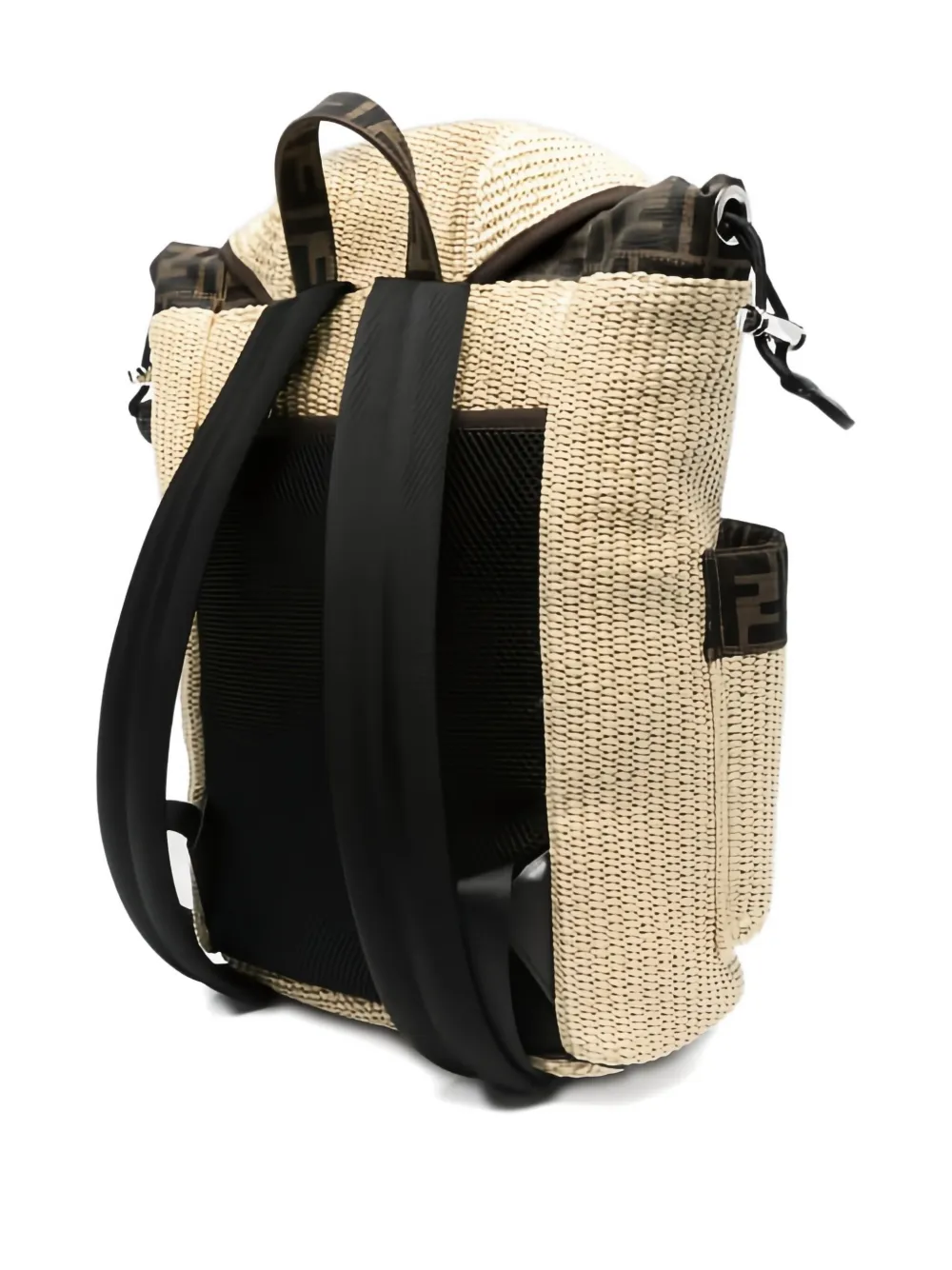 Fendi Kids logo-detail drawstring-fastening backpack - Beige