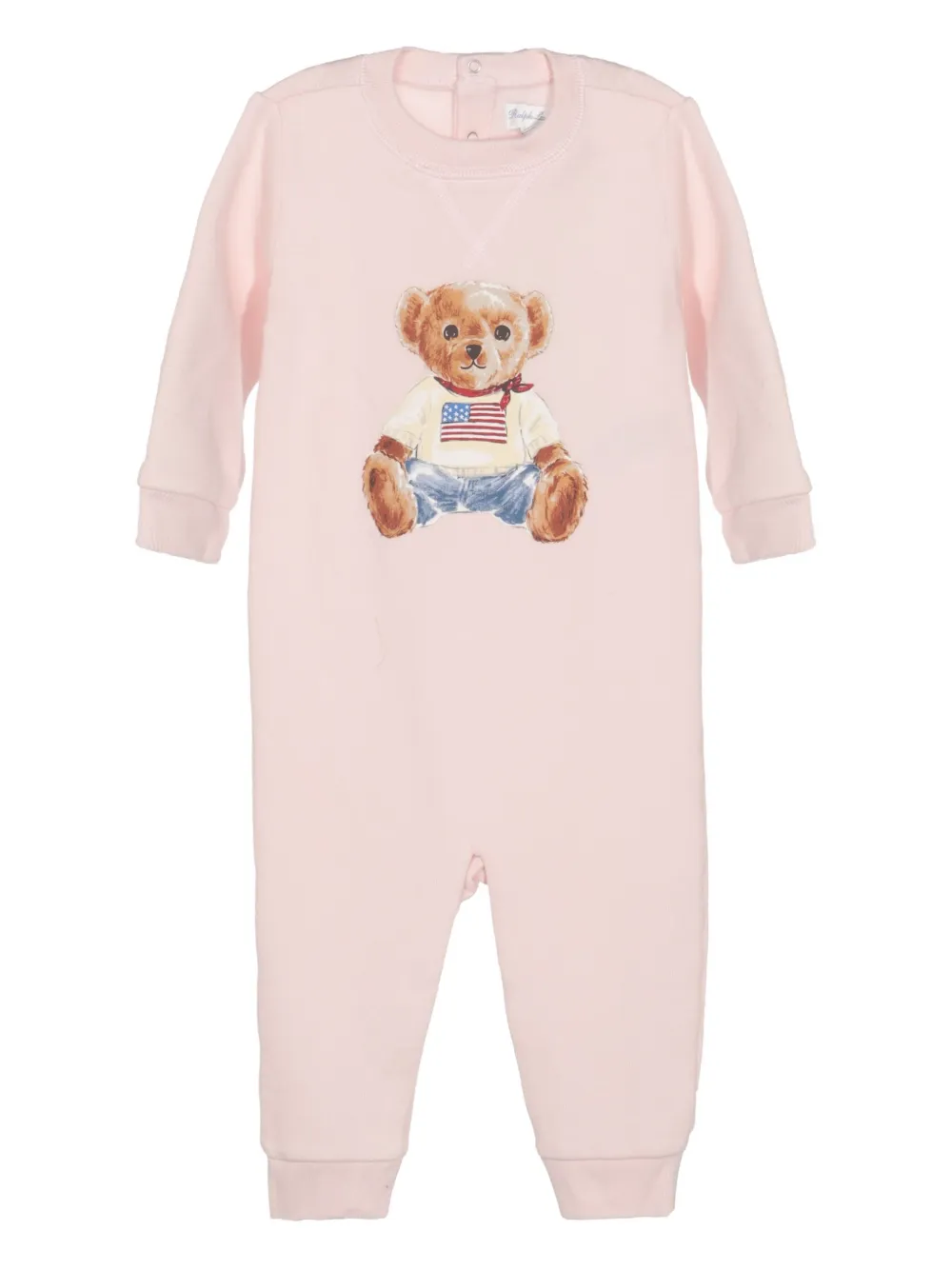 POLO RALPH LAUREN KIDS Katoenen romper met beerprint Roze