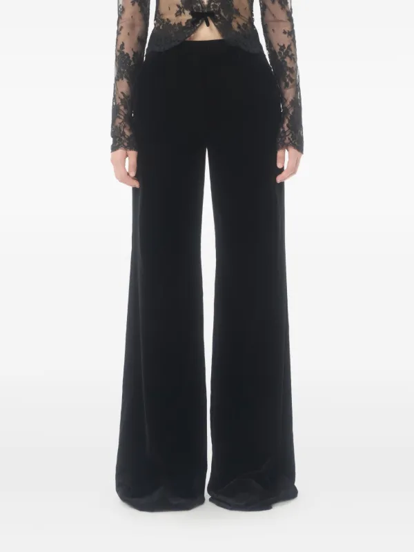 VALENTINO GARAVANIブラックレザー ワイドパンツ Valentino Garavani ベルベット パンツ | ブラック | FARFETCH JP