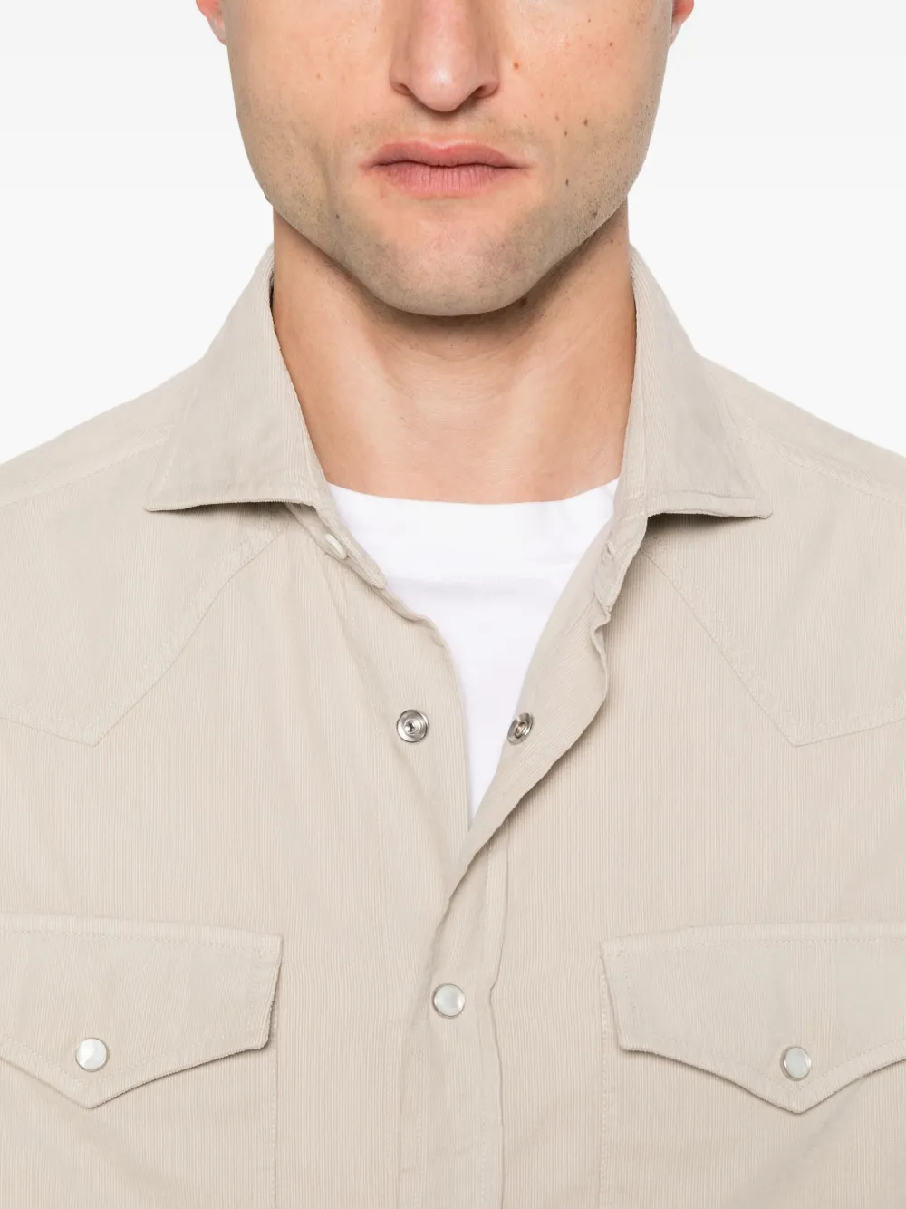 Brunello Cucinelli T-shirt met dubbele zak Beige