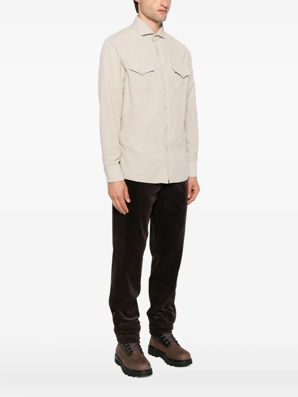 Brunello Cucinelli T-shirt met dubbele zak Beige