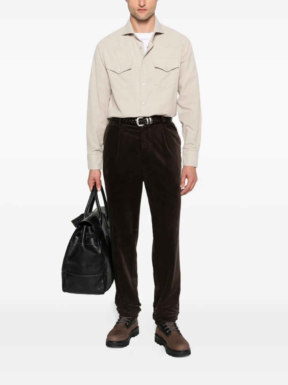 Brunello Cucinelli T-shirt met dubbele zak Beige