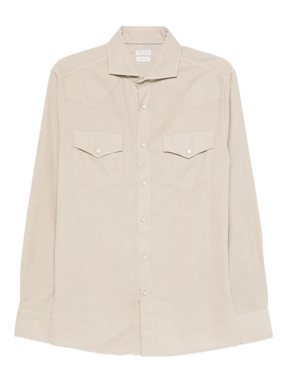 Brunello Cucinelli Men Easy Fit Western Shirt In Corduroy In Neutral
