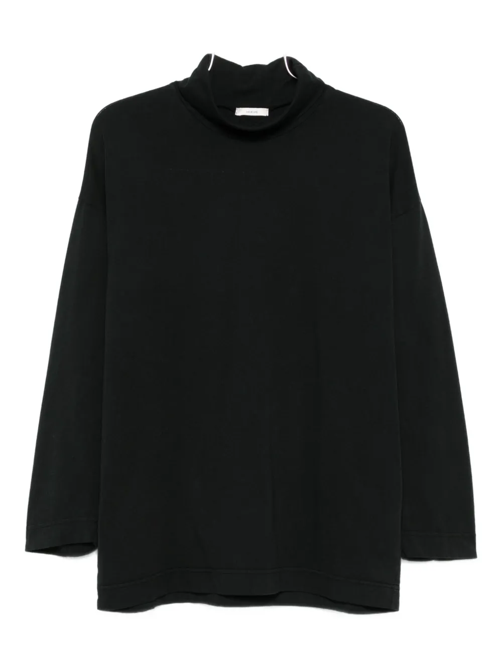 Haikure High-neck Cotton Top In Black
