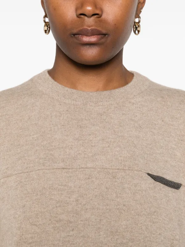 Brunello Cucinelli monili-embellished Sweater | Brown | FARFETCH