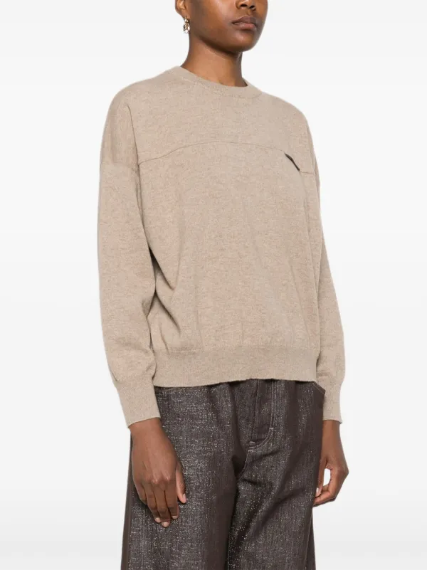 Brunello Cucinelli monili-embellished Sweater | Brown | FARFETCH