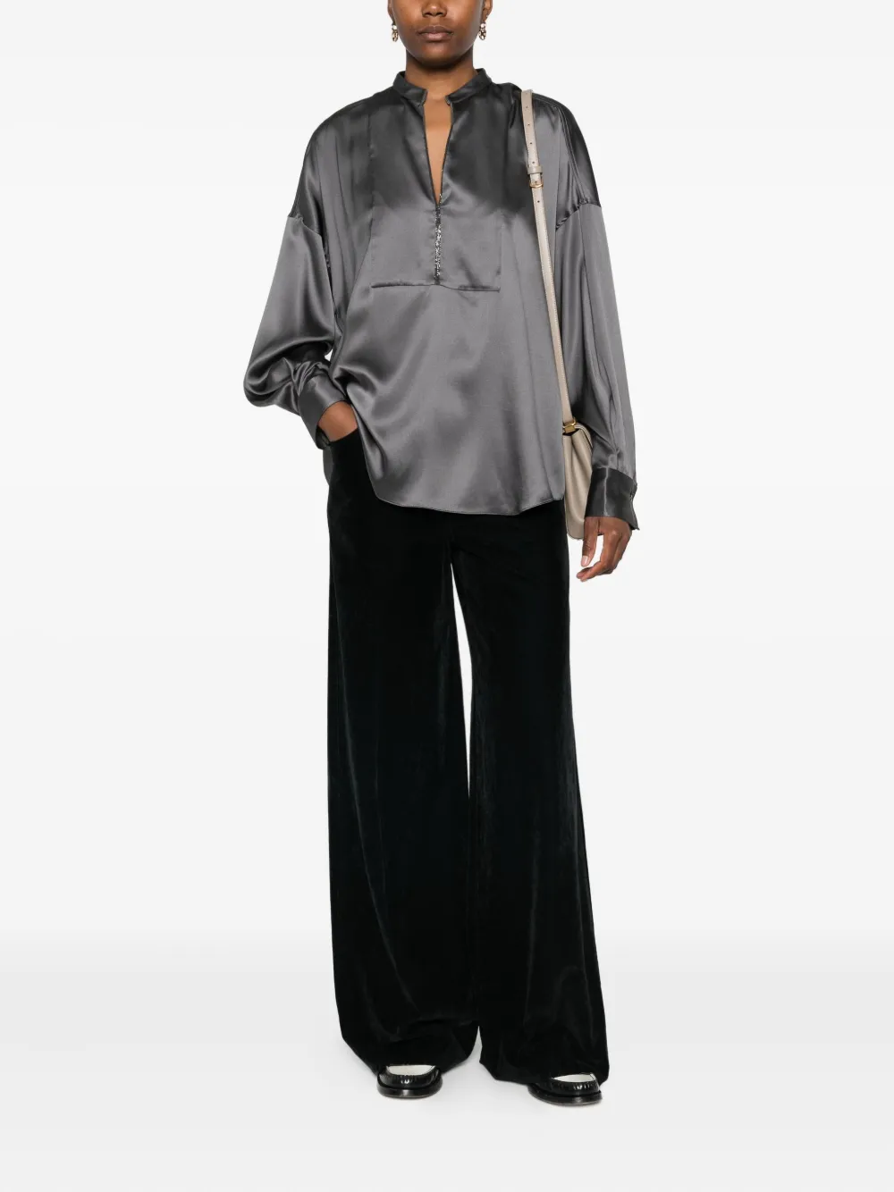 Brunello Cucinelli monili-embellished satin top | Blouses | Image 2