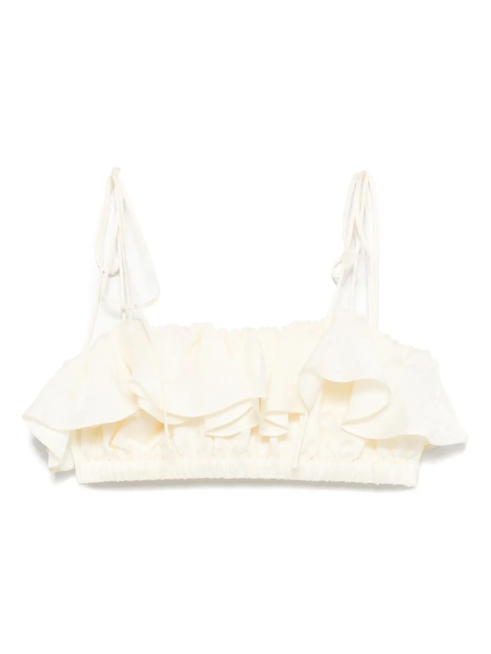 ruffled-trim linen top