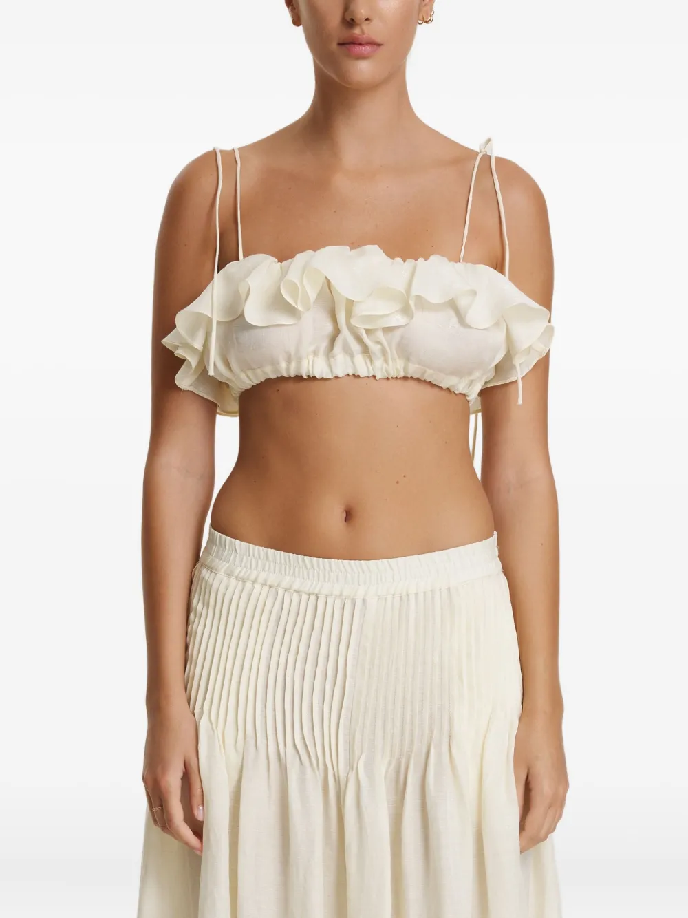 PNK ruffled-trim crop top | Neutrals | Image 1