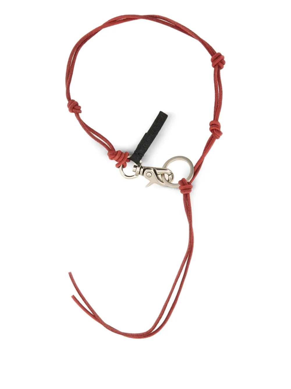OUR LEGACY Leren geknoopte sleutelhanger Rood