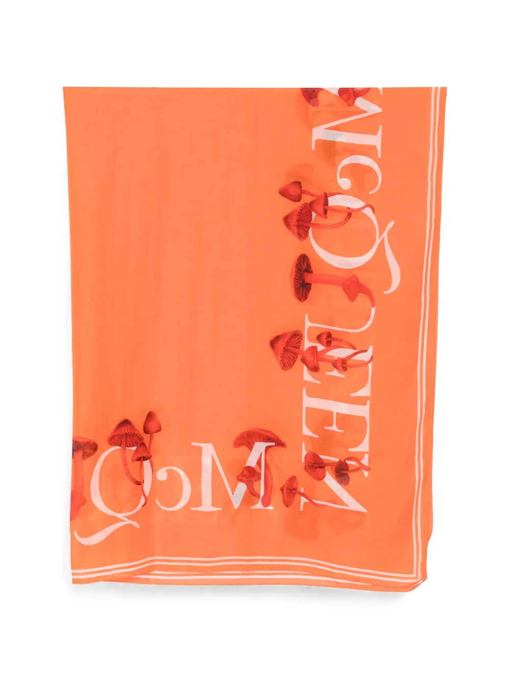 Alexander McQueen mushroom-print logo scarf - Orange