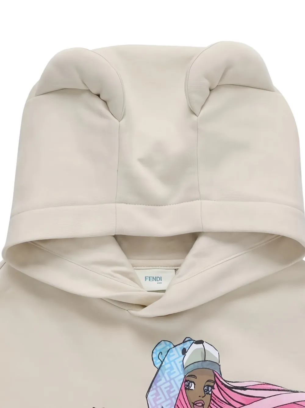 Fendi Kids Jurk met capuchon en grafische print Geel