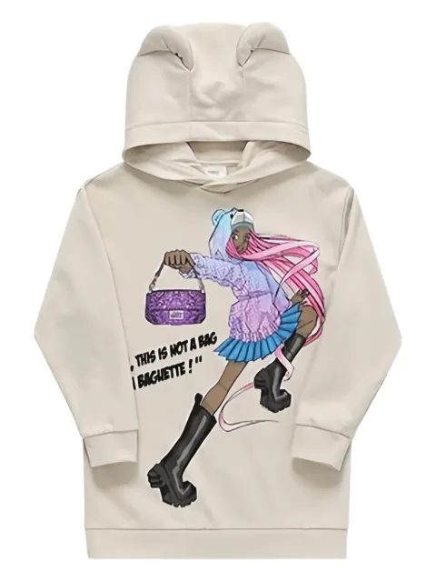 Fendi Kids hooded graphic-print dress