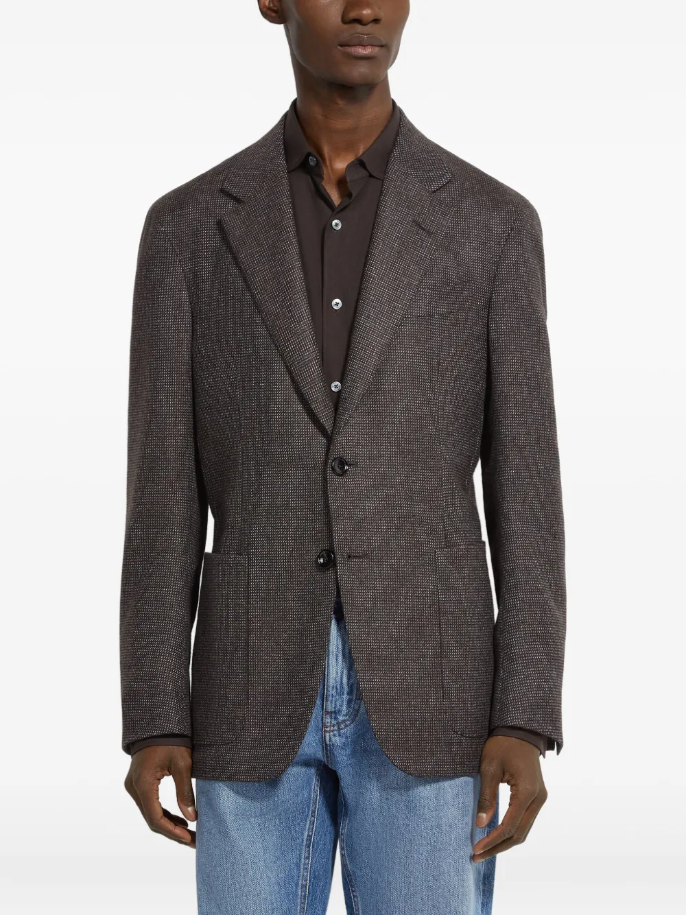 Zegna Cashmere Blazer In Brown