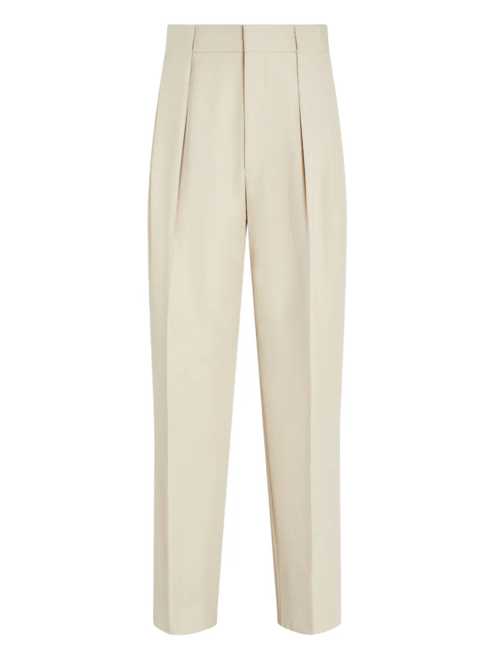 Zegna Pleated Wool Trousers In Neutral