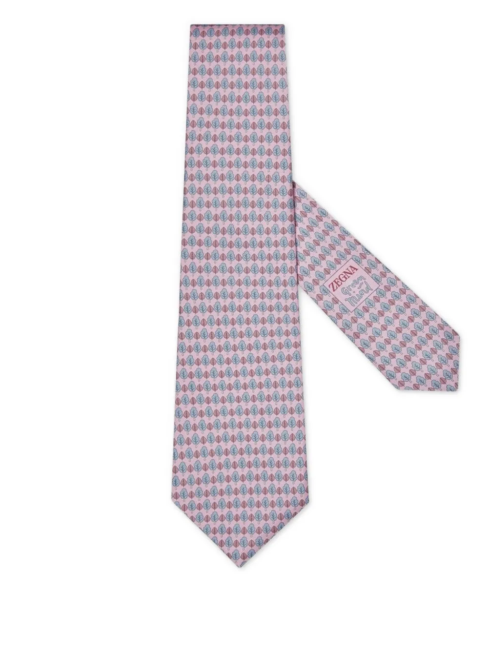 Zegna Leaf-print Silk Tie In Pink