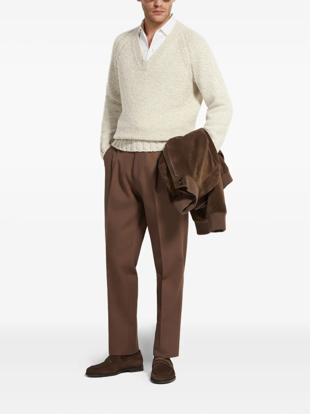 Zegna Plooibroek met zijzak - Bruin