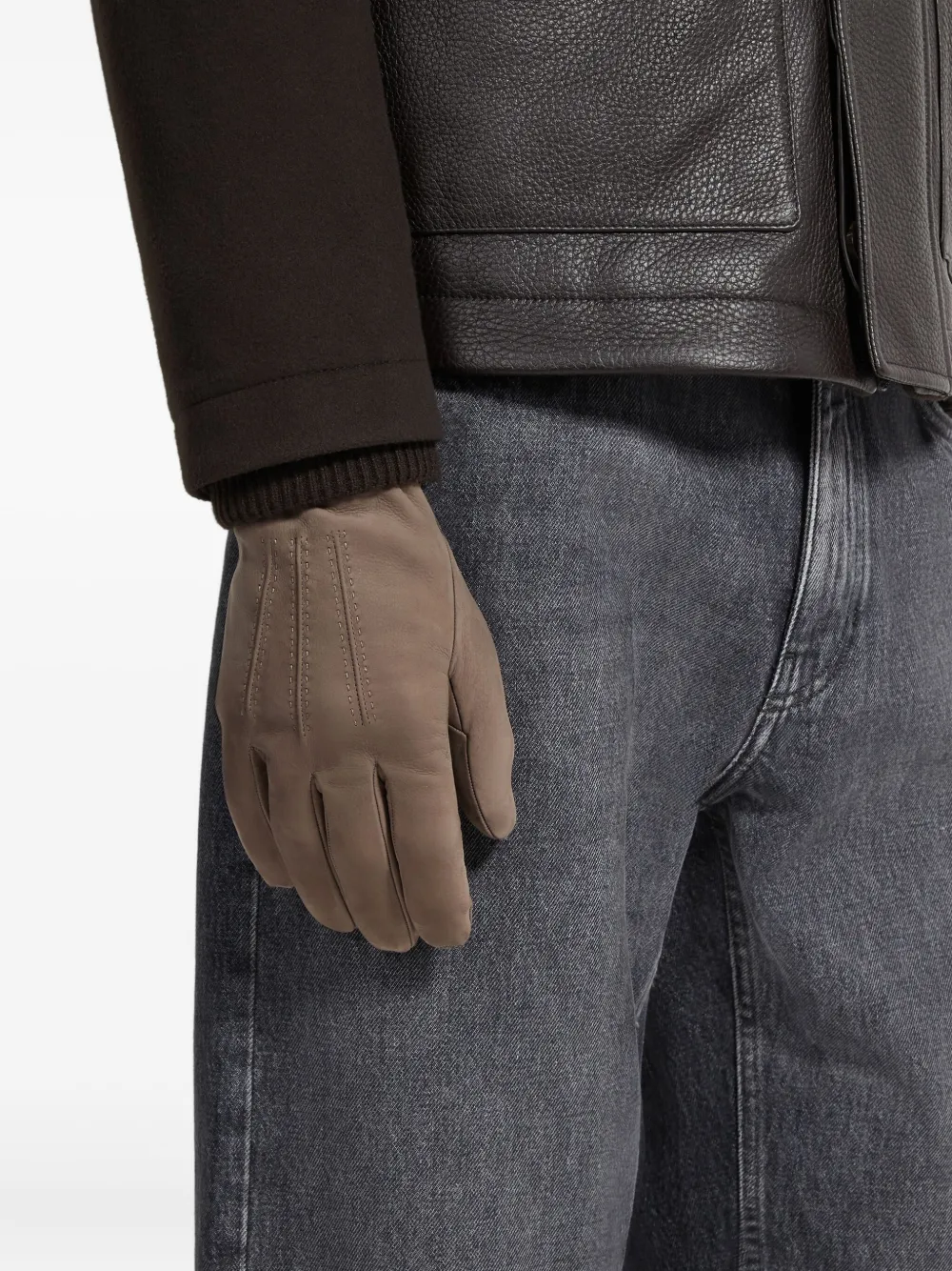 Zegna Leren handschoenen Bruin