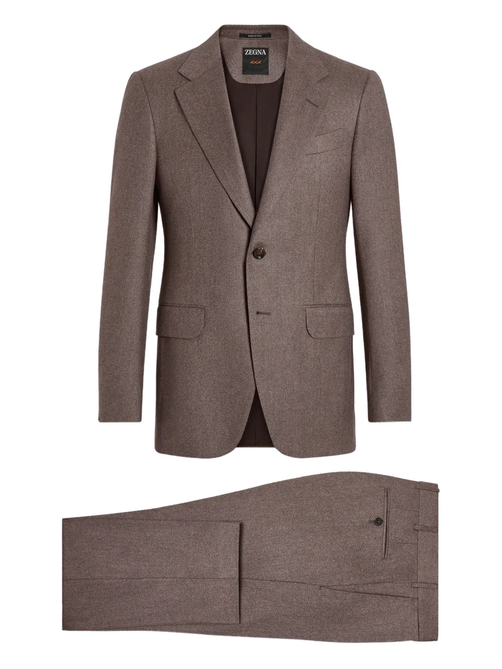 Zegna Single-breasted Mélange Suit In Brown