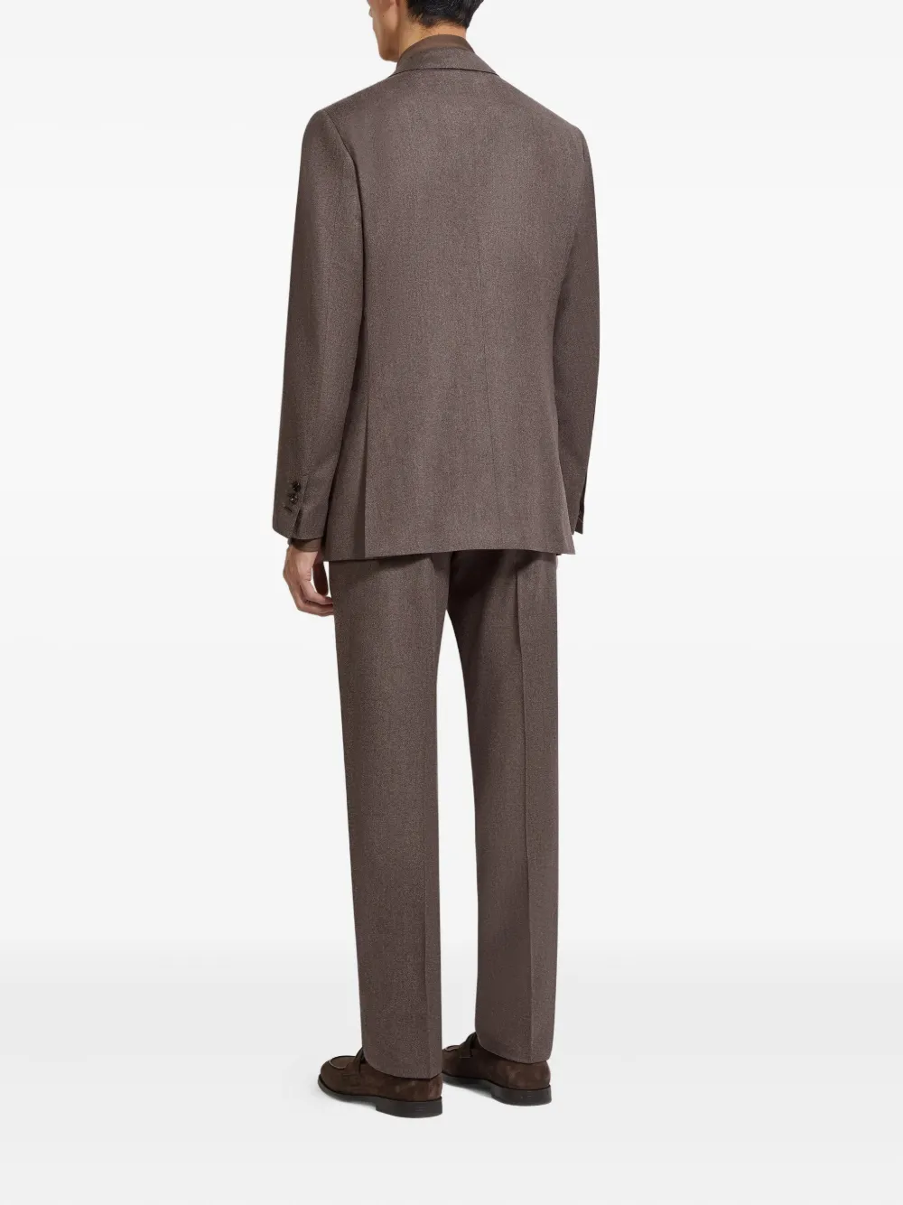 Zegna Single-breasted Mélange Suit In Brown