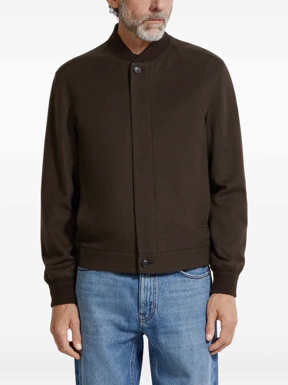 Zegna Oasi kasjmier bomberjack Bruin
