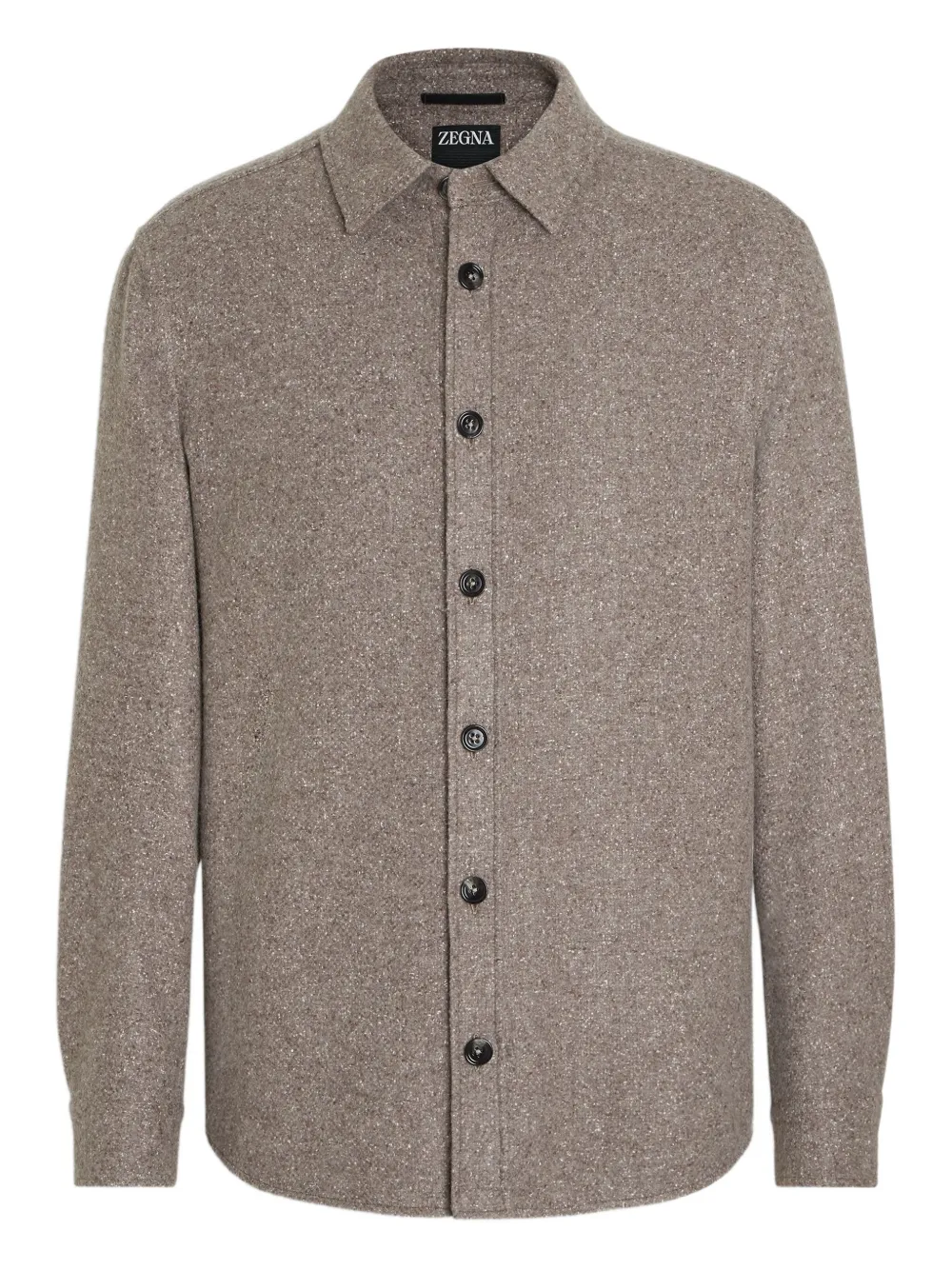 Zegna Cashmere And Silk Overshirt In Brown