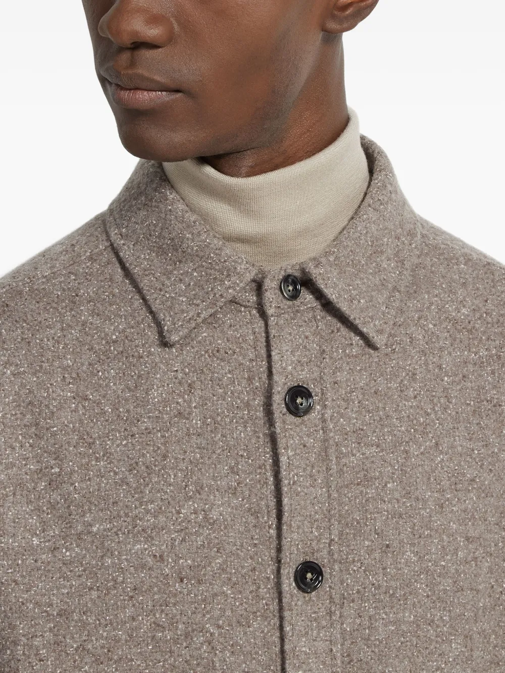 Zegna Cashmere And Silk Overshirt In Brown