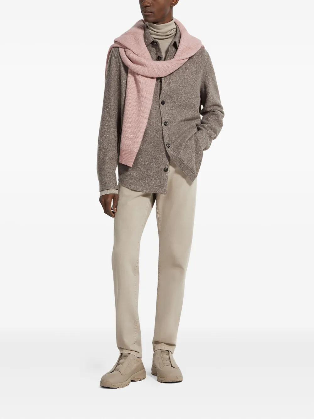 Zegna Cashmere And Silk Overshirt In Brown