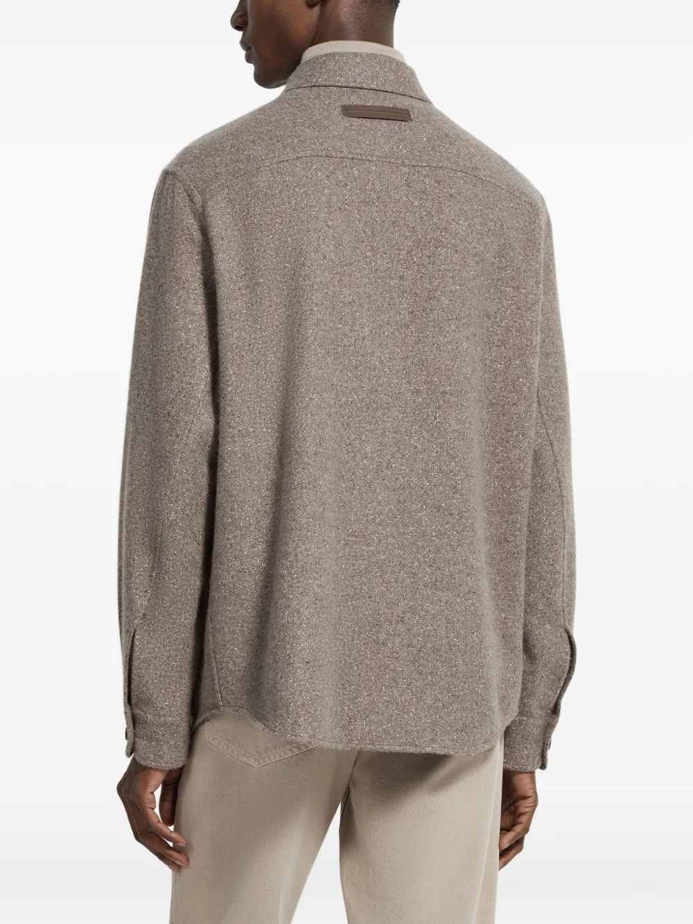 Zegna Cashmere And Silk Overshirt In Brown
