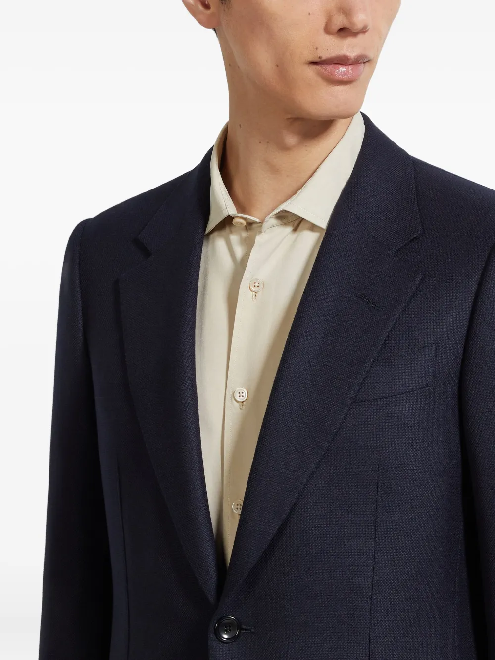 Zegna Single-breasted Wool Blazer In Blue