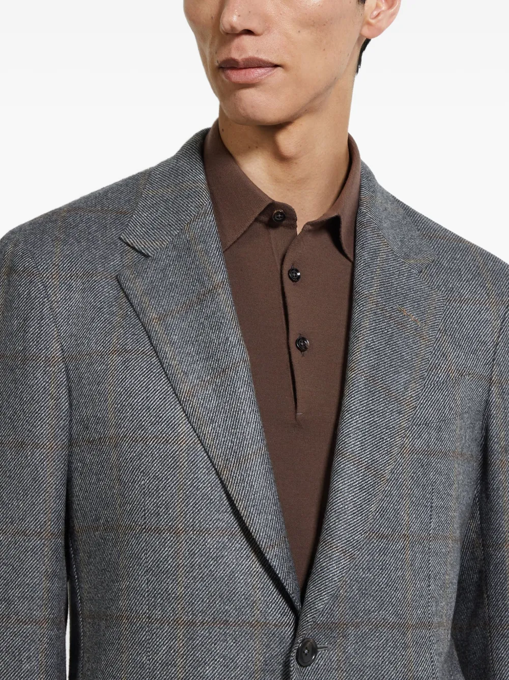 Zegna Checked Cashmere Blazer In Black