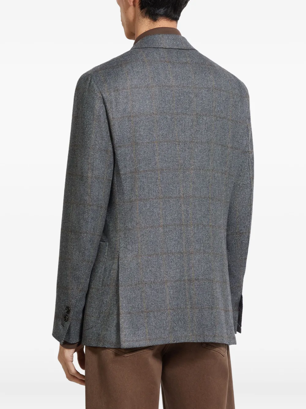 Zegna Checked Cashmere Blazer In Black