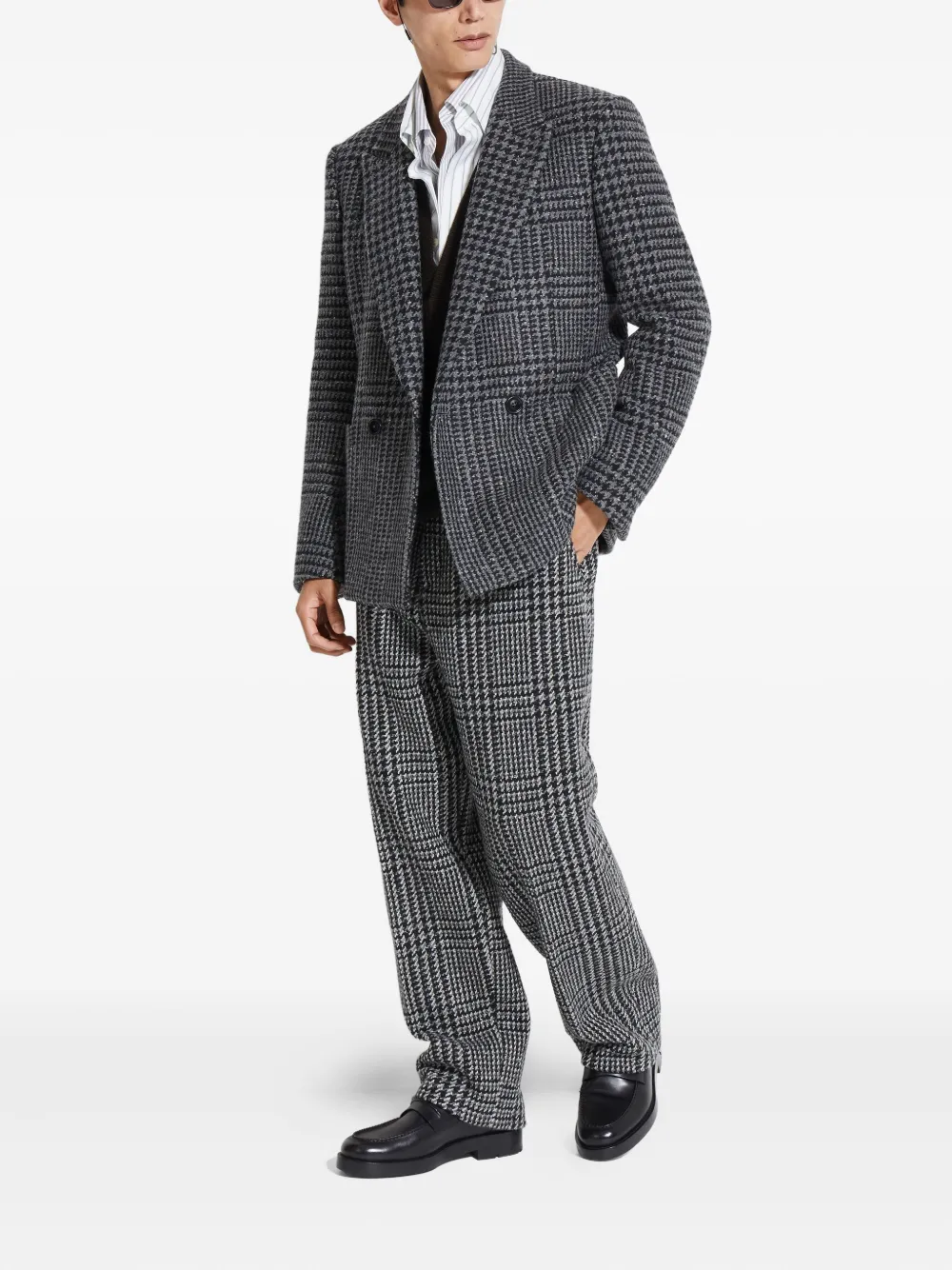 Zegna Houndstooth Trousers In Gold