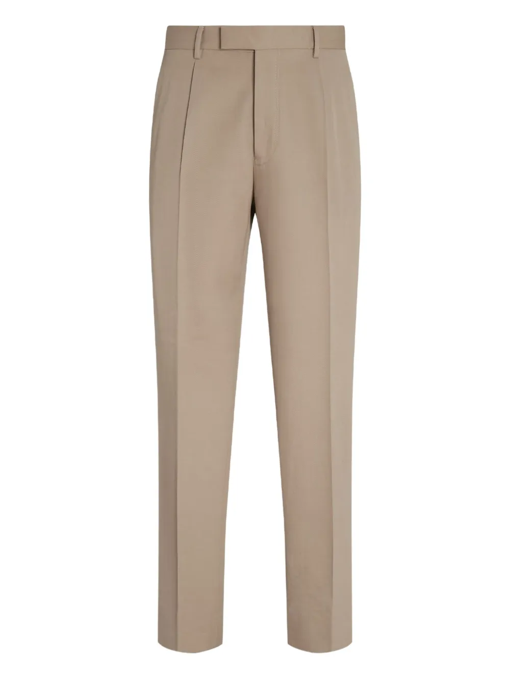 Zegna Pleated Cotton Wool Trousers In Neutral