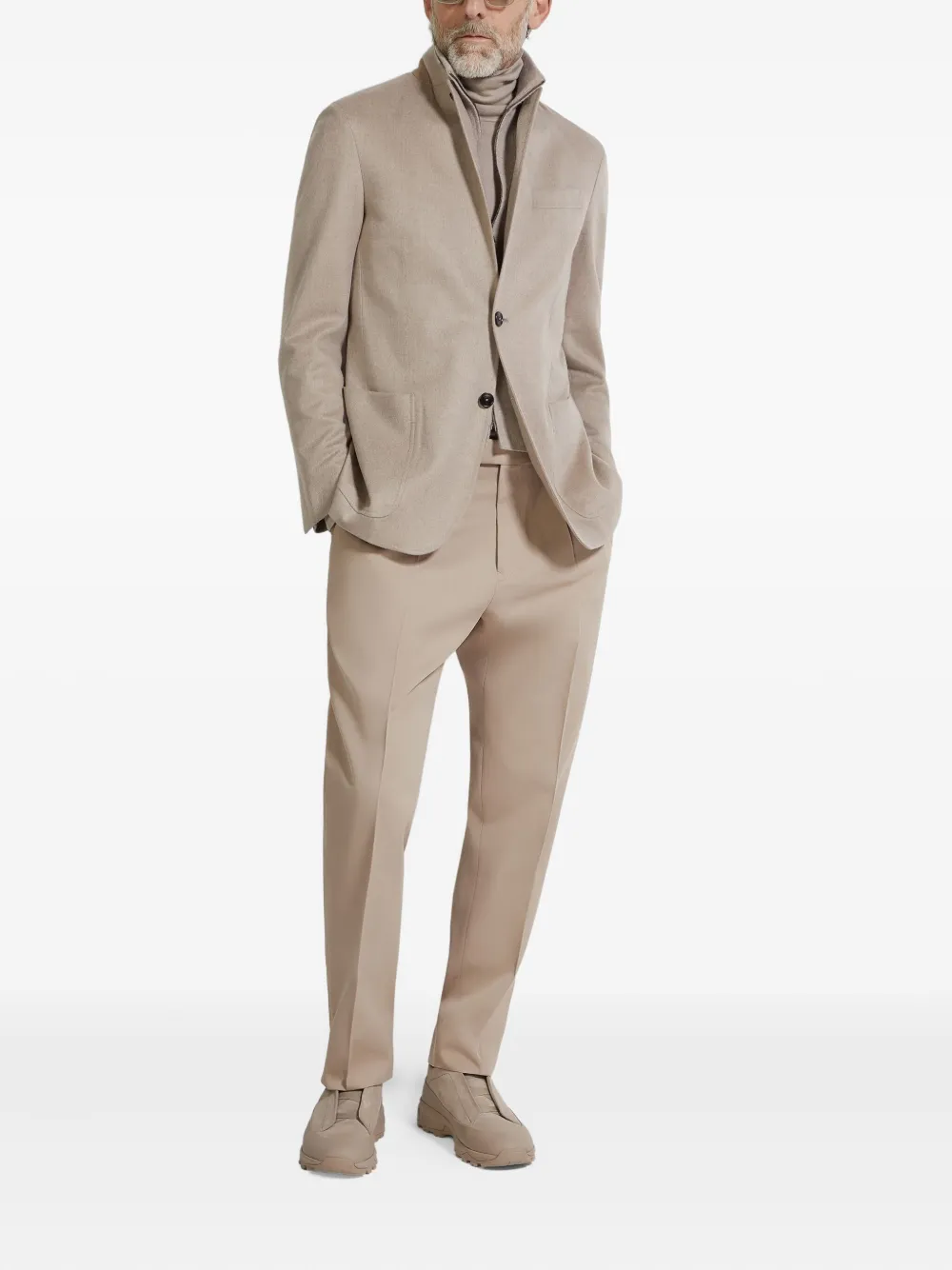 Zegna Geplooide katoenen wollen broek - Beige