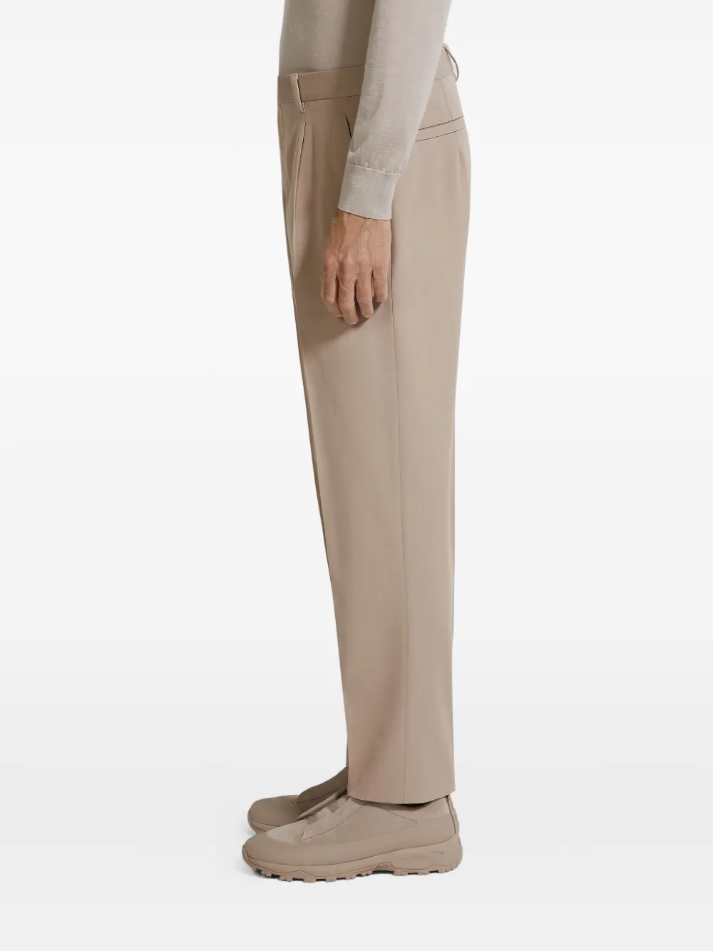 Zegna Geplooide katoenen wollen broek Beige