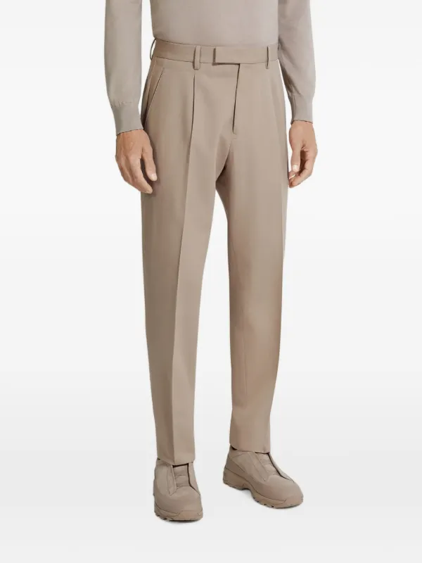 Zegna Cotton and Wool Trousers in Neutrals