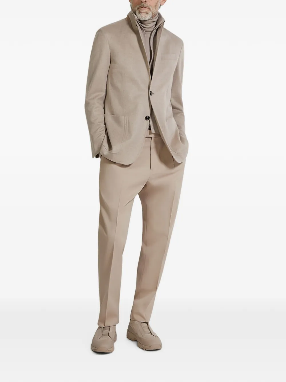 Zegna Cotton and Wool Trousers in Neutrals, view 2