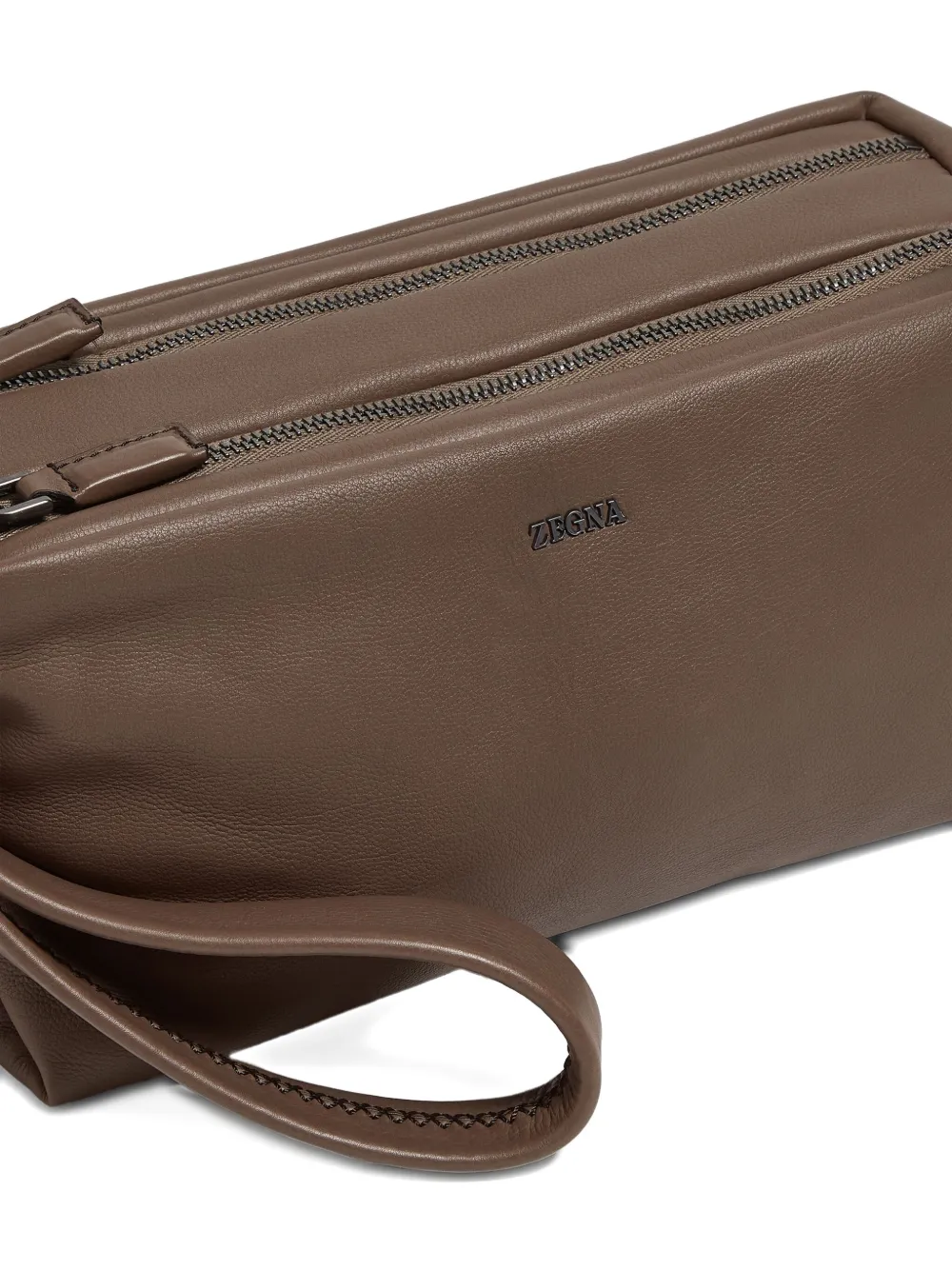 Zegna Softy Clutch Bag In Brown